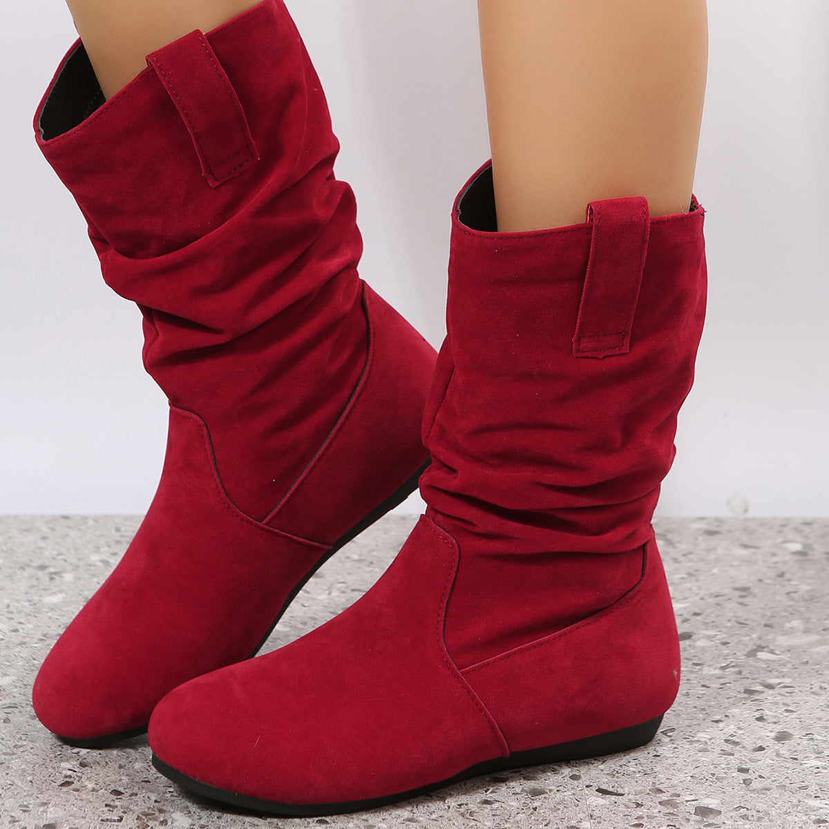 Round Toe Flat Winter Boots